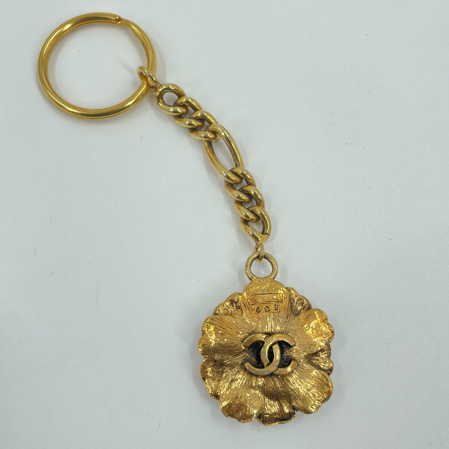 CHANEL Coco Mark Flower Charm Gold Key Ring