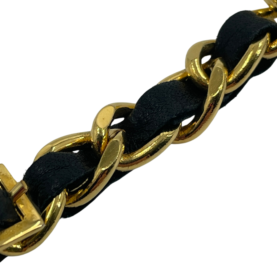 CHANEL Chain Key Ring Black & Gold