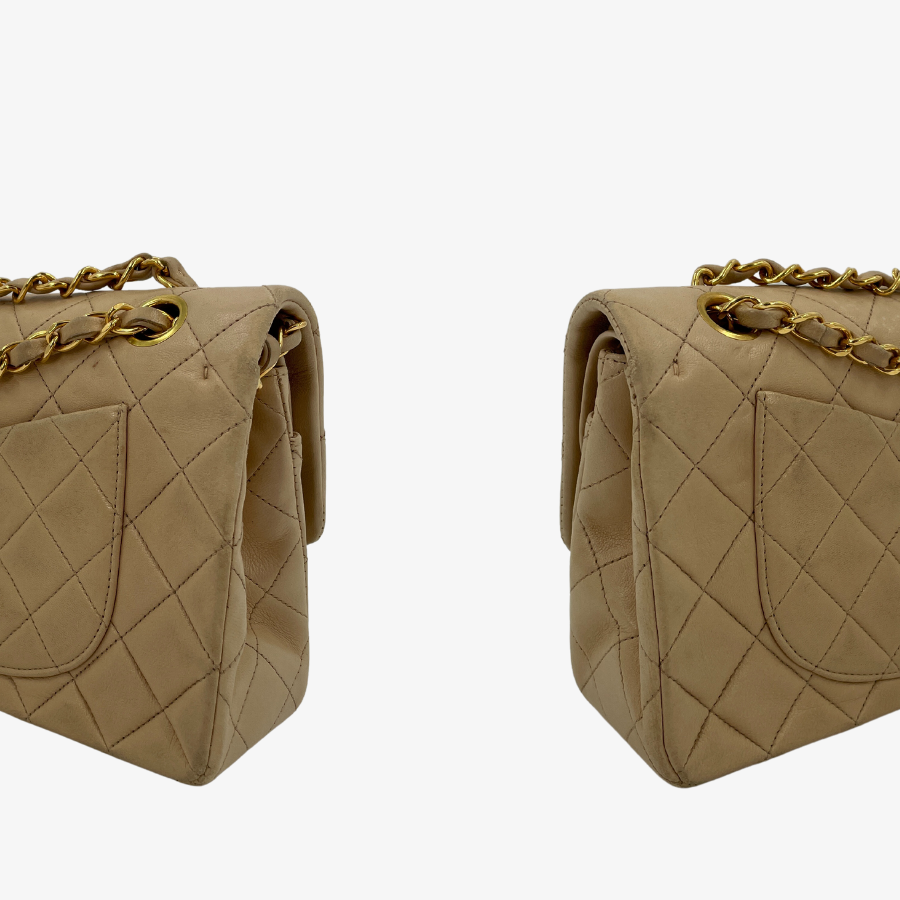 CHANEL Coco Lambskin Double Flap Matelasse Chain Shoulder Bag