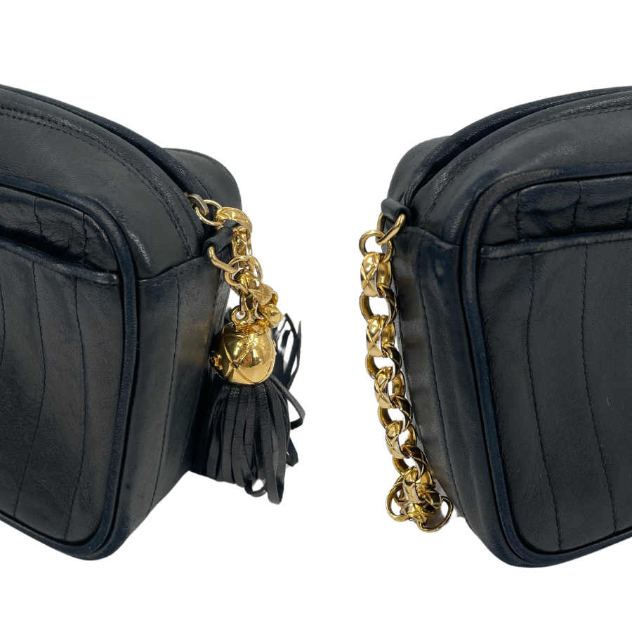 CHANEL Coco Lambskin Frindge Mini Chain Shoulder Bag