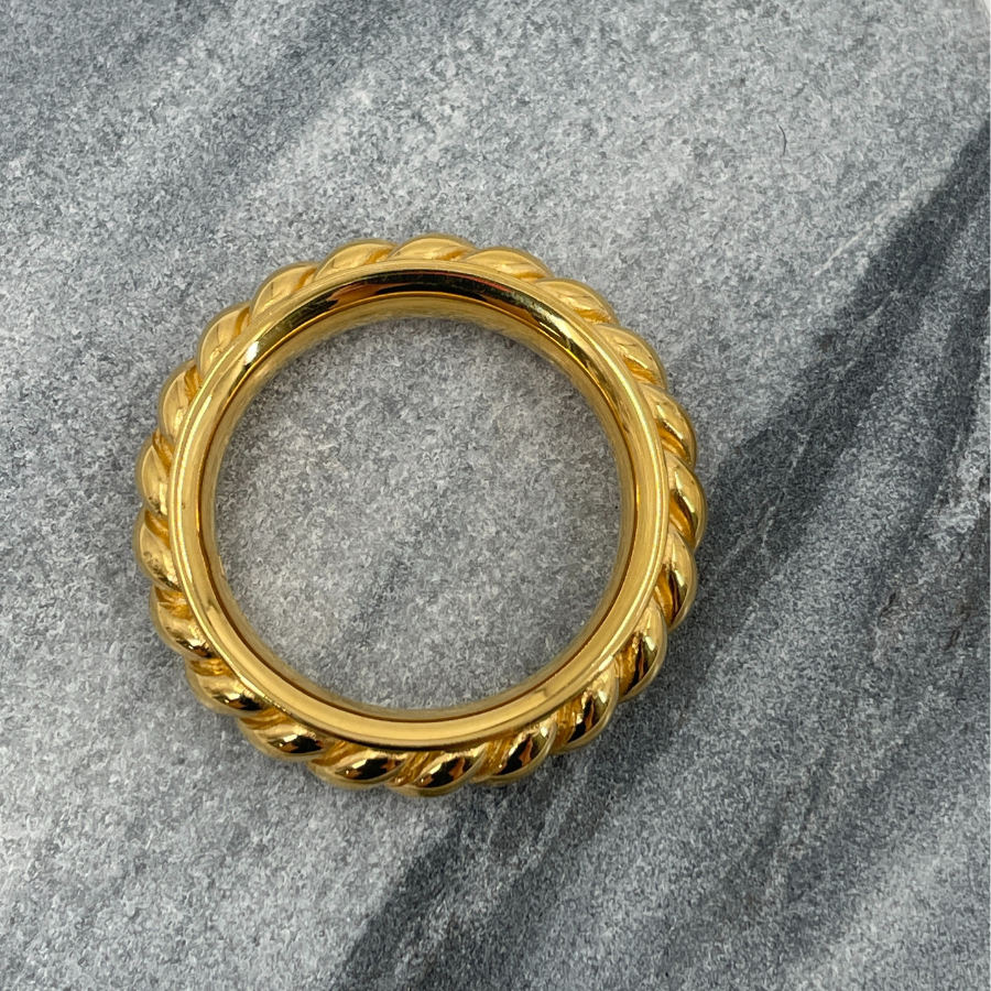 HERMES Gold Rope Scarf Ring GP