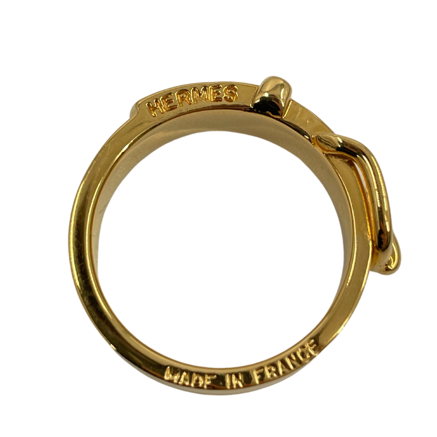 HERMES Gold Belt Scarf Ring