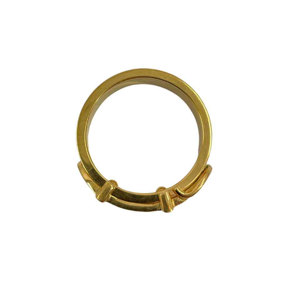 HERMES Belt Scarf Ring Gold & Green