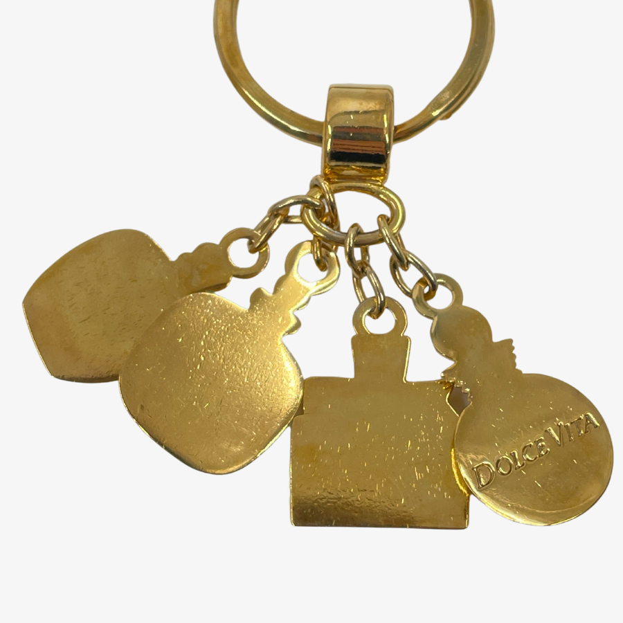 CHRISTIAN DIOR Gold Perfume Charm Key Ring