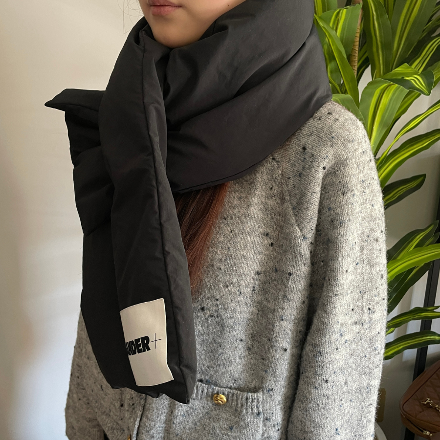 Jil Sander マフラー ダウン ブラック