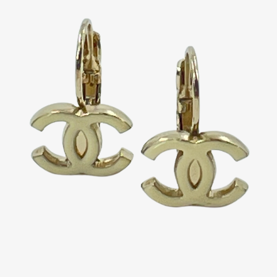 CHANEL Coco Mark White Earring