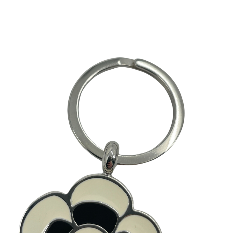 CHANEL Coco Flower Charm Key Holder Silver