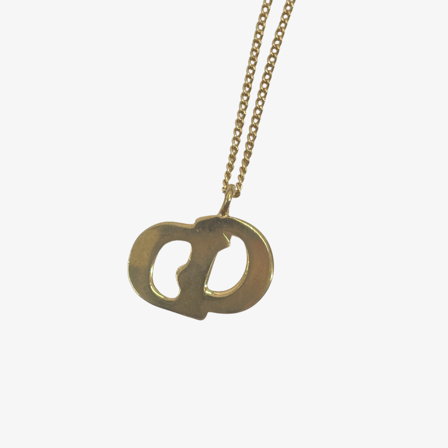 CHRISTIAN DIOR Initial Charm Gold Necklace