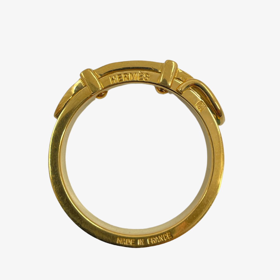 HERMES Belt Scarf Ring Gold & Green