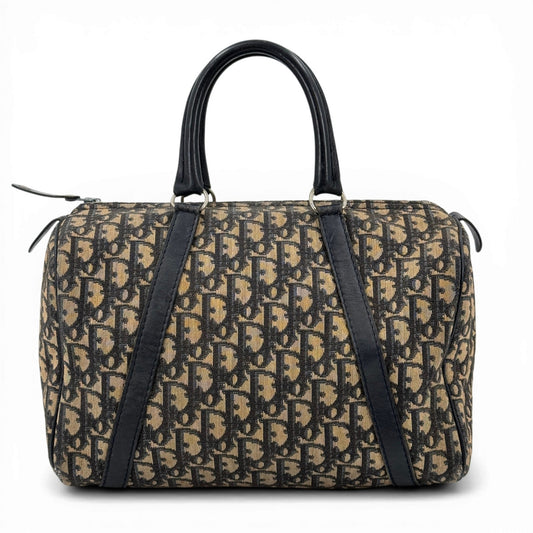 DIOR ネイビー トロッター キャンバス ボストンバッグ