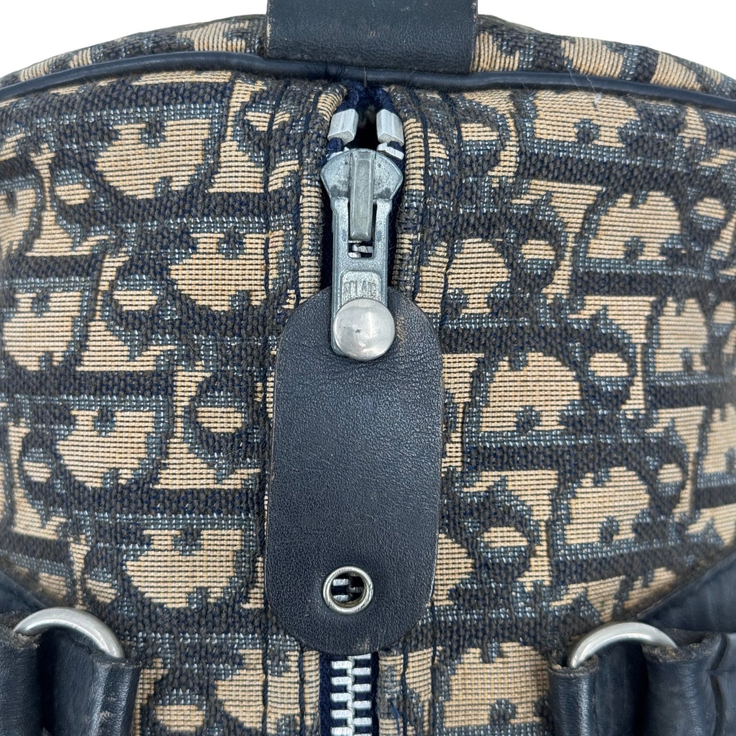 DIOR ネイビー トロッター キャンバス ボストンバッグ