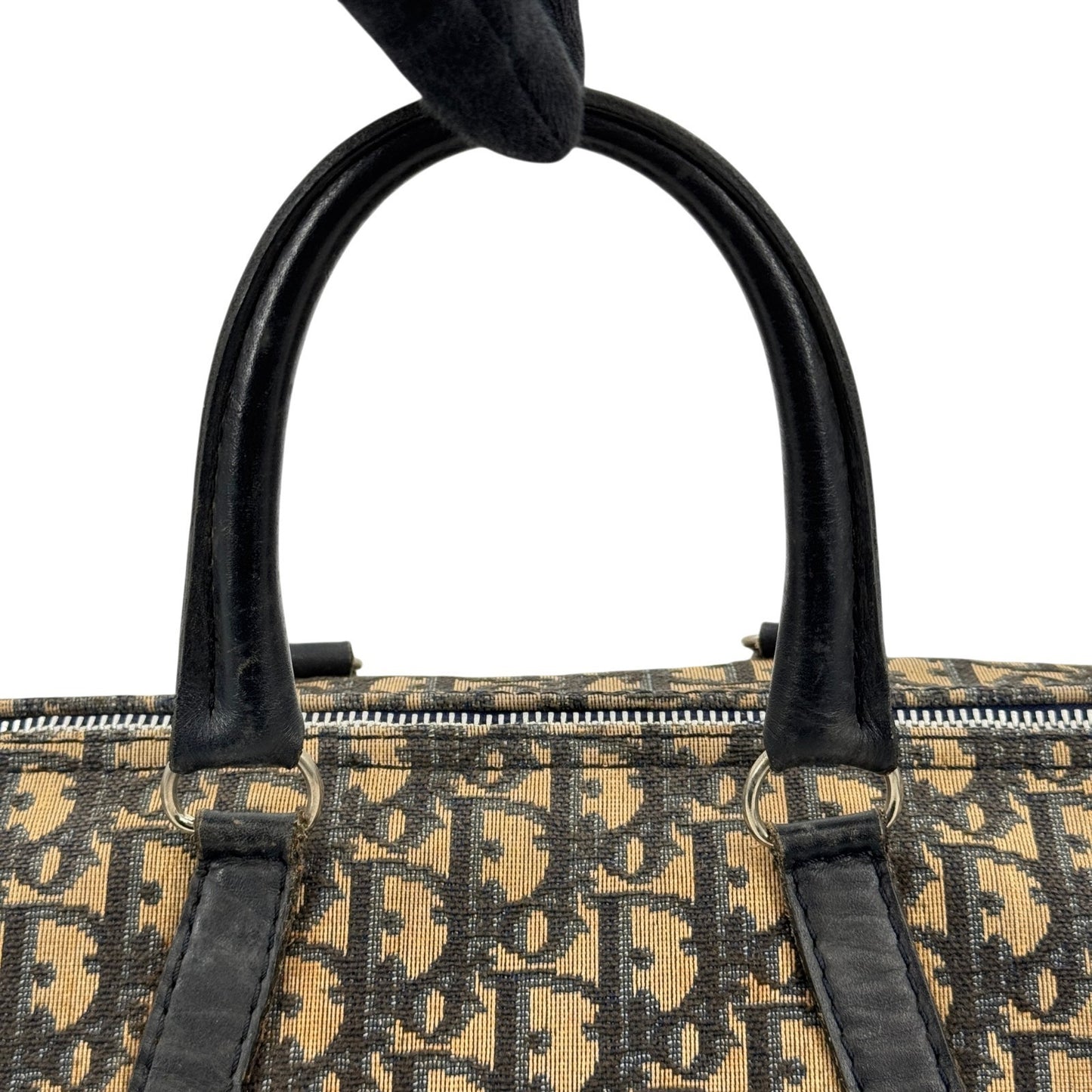 DIOR ネイビー トロッター キャンバス ボストンバッグ