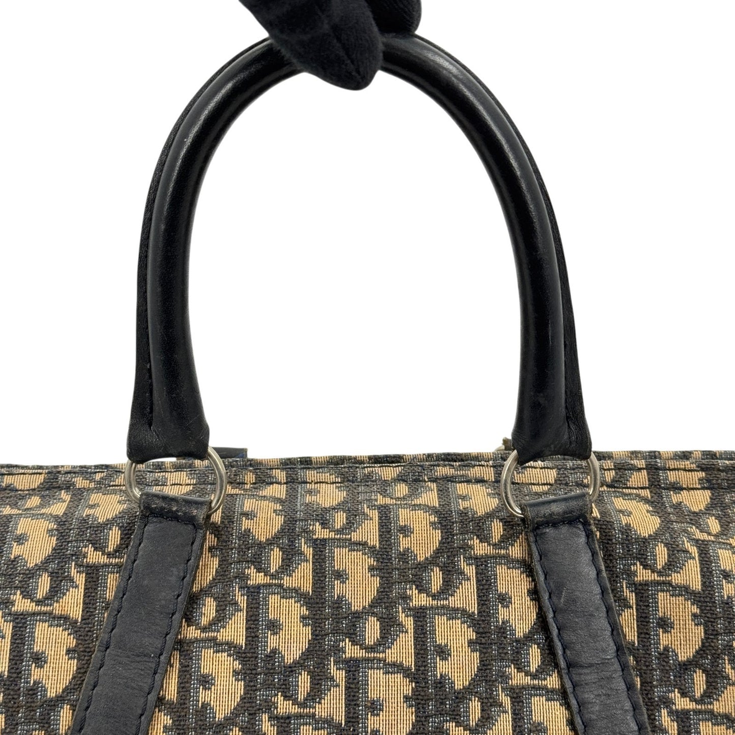 DIOR ネイビー トロッター キャンバス ボストンバッグ