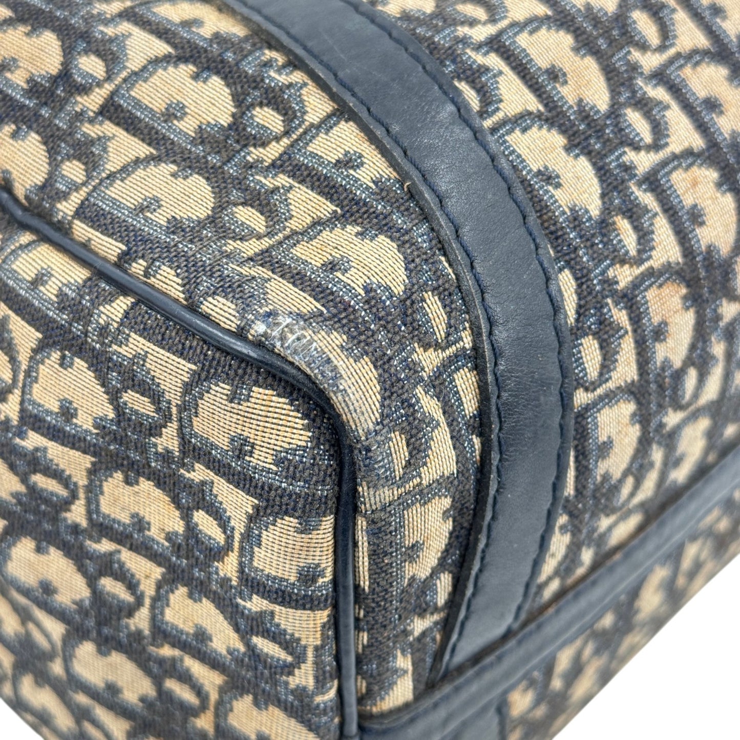 DIOR ネイビー トロッター キャンバス ボストンバッグ