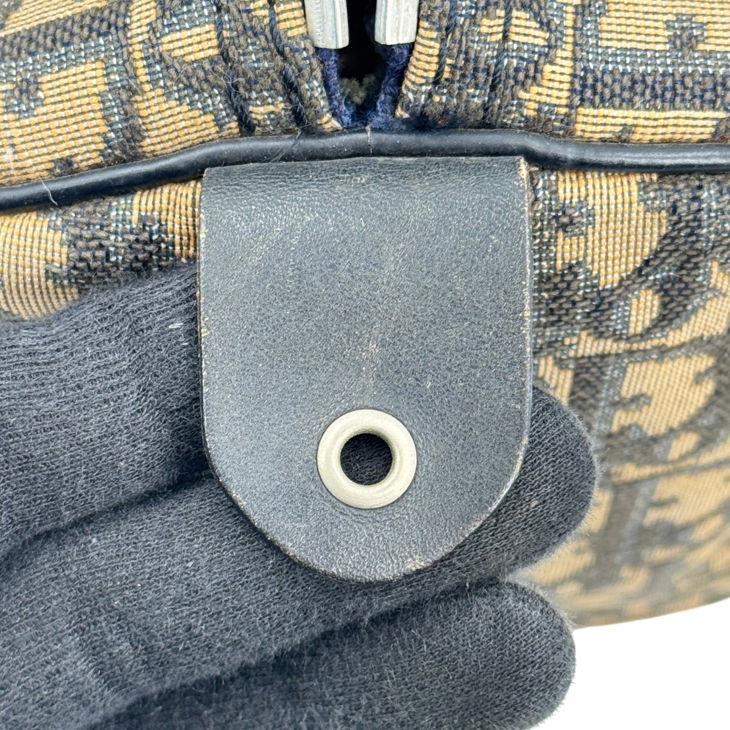 DIOR ネイビー トロッター キャンバス ボストンバッグ