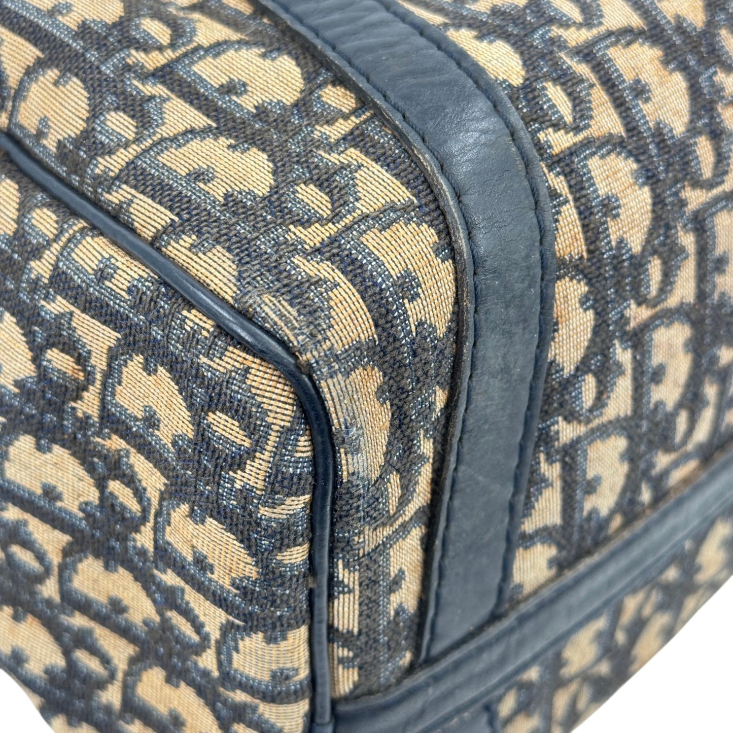 DIOR ネイビー トロッター キャンバス ボストンバッグ