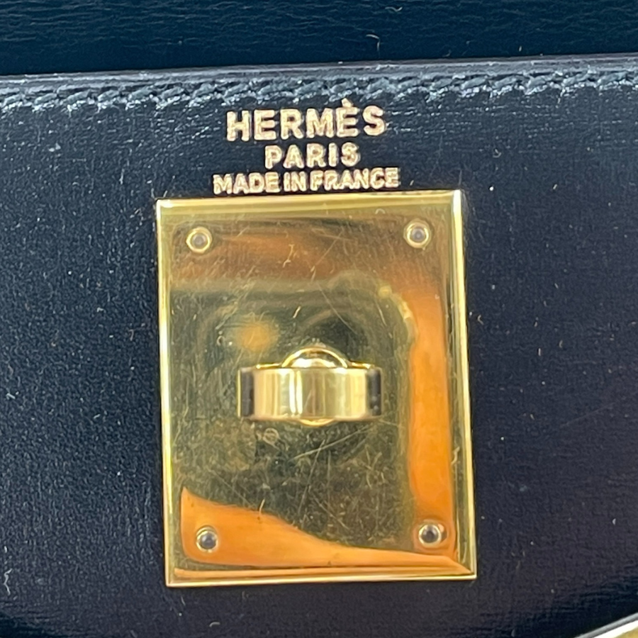 HERMES Kelly 28 Leather Black 2Way Handbag