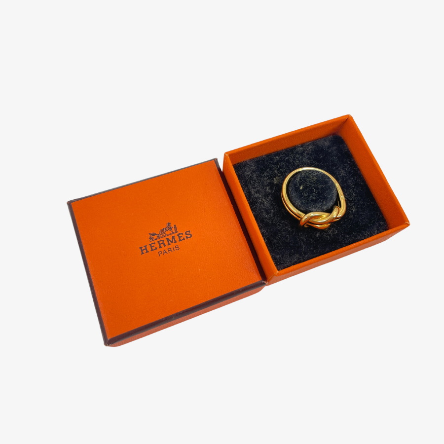 HERMES Atame Gold Scarf Ring