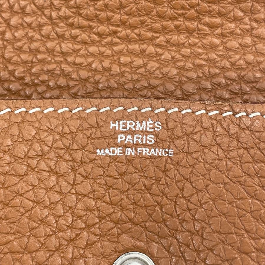 HERMES Leather Brown Coin Case