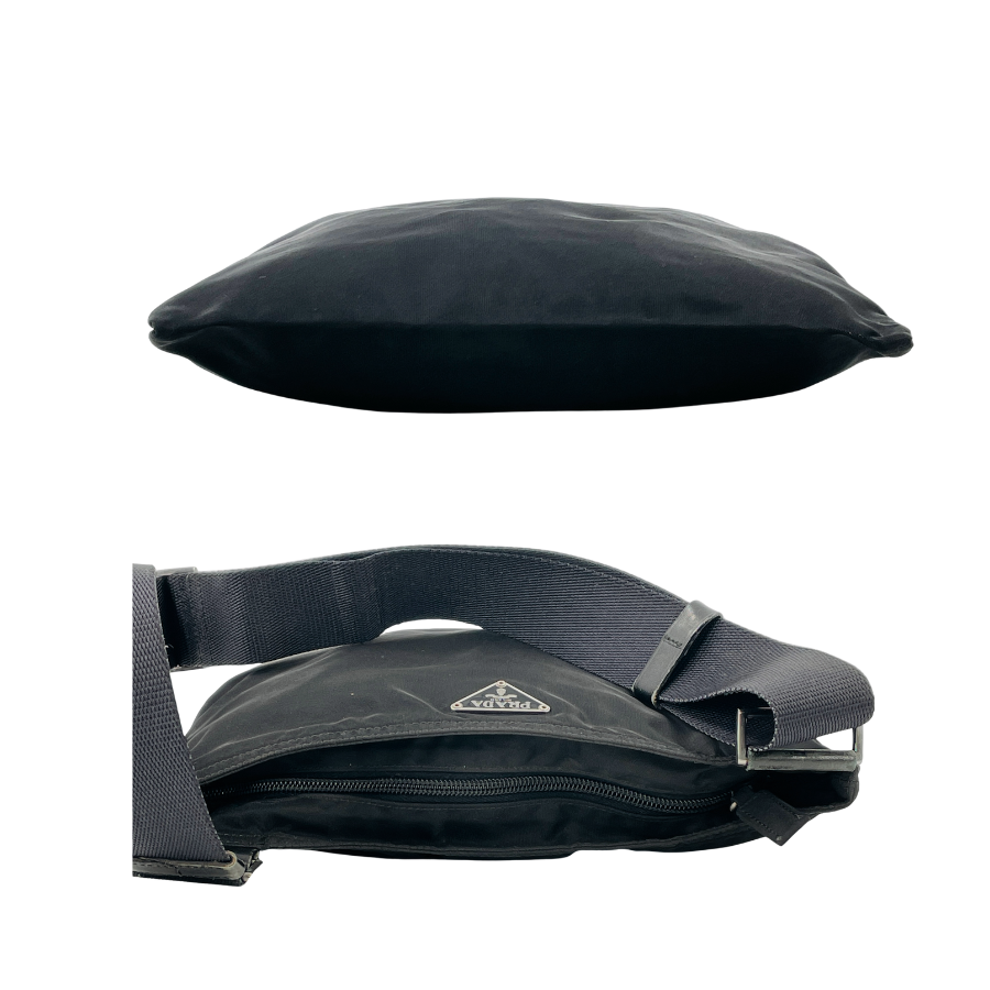 PRADAショルダー　ナイロン×レザー　黒　付け根スレ