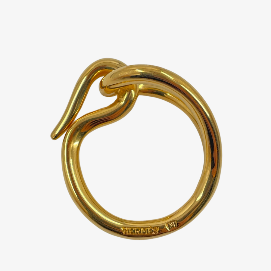 HERMES Jumbo Gold Scarf Ring GP