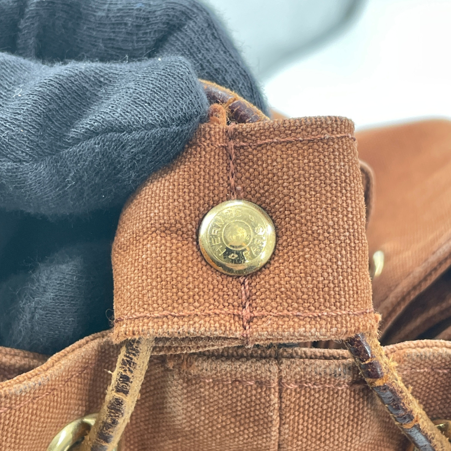 HERMES ポロションミミルGM ショルダーバッグ キャンバス ブラウン