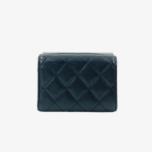 CHANEL Black Caviar Leather Classic Small Flap Wallet