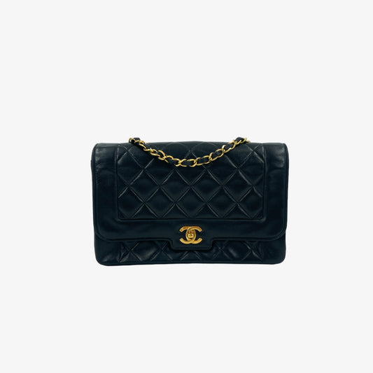 CHANEL Vintage Black Lambskin Quilted Flap Bag