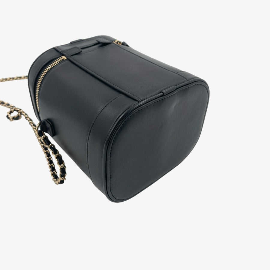 CHANEL Black Lambskin Vanity Case Bag