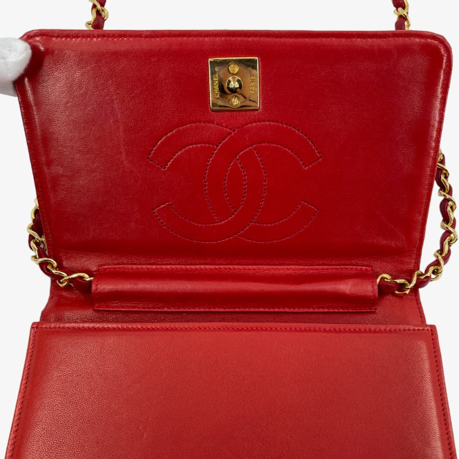 CHANEL Vintage Red Lizardskin Full Flap Bag