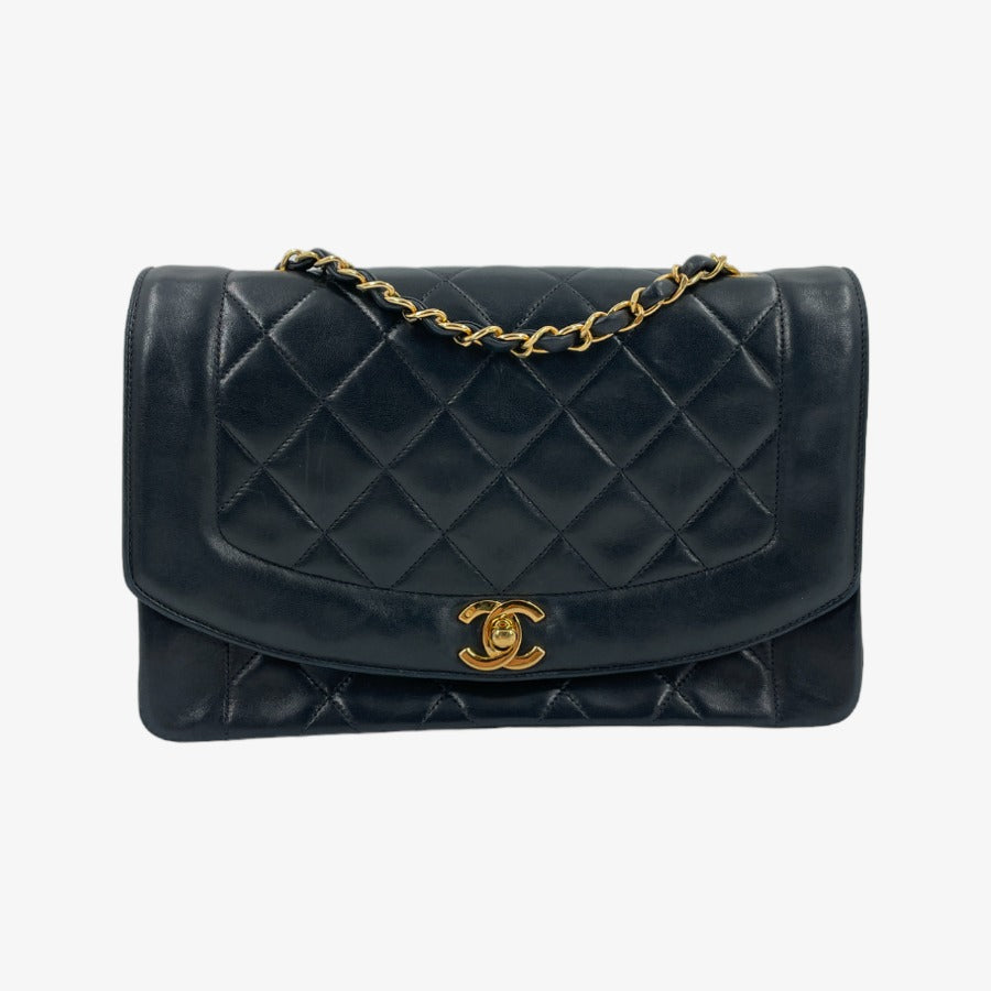 CHANEL Vintage Black Lambskin 25cm Diana Flap Bag
