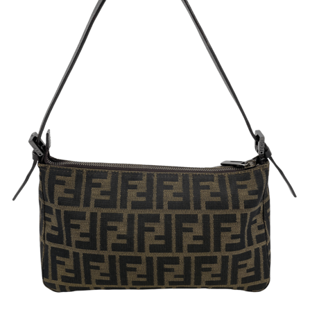 FENDI　ズッカ　ハンドバッグ　キャンバス　ブラウン