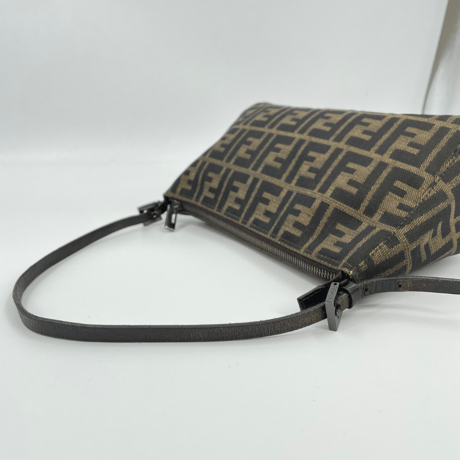 FENDI　ズッカ　ハンドバッグ　キャンバス　ブラウン