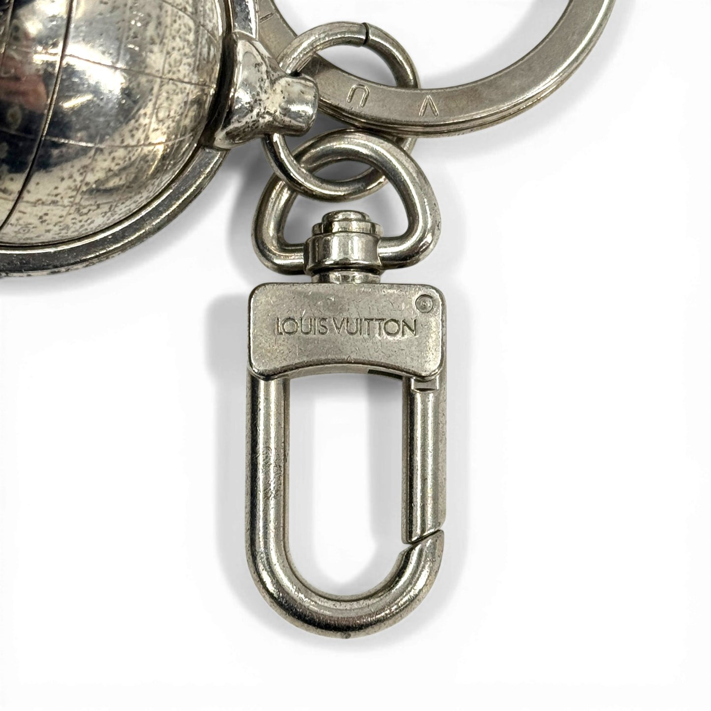 LOUIS VUITTON シルバー メッキ ポルト クレス スフィア M68019 キーリング