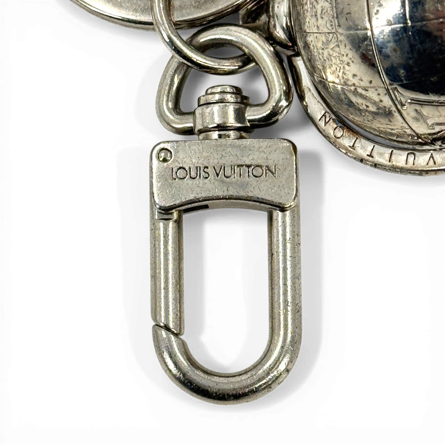 LOUIS VUITTON シルバー メッキ ポルト クレス スフィア M68019 キーリング