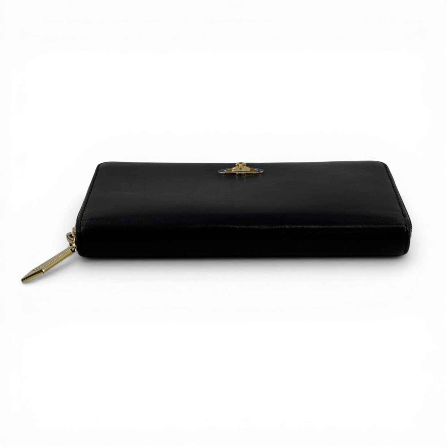 Vivienne Westwood ブラック レザー ラウンド ジッピーウォレット