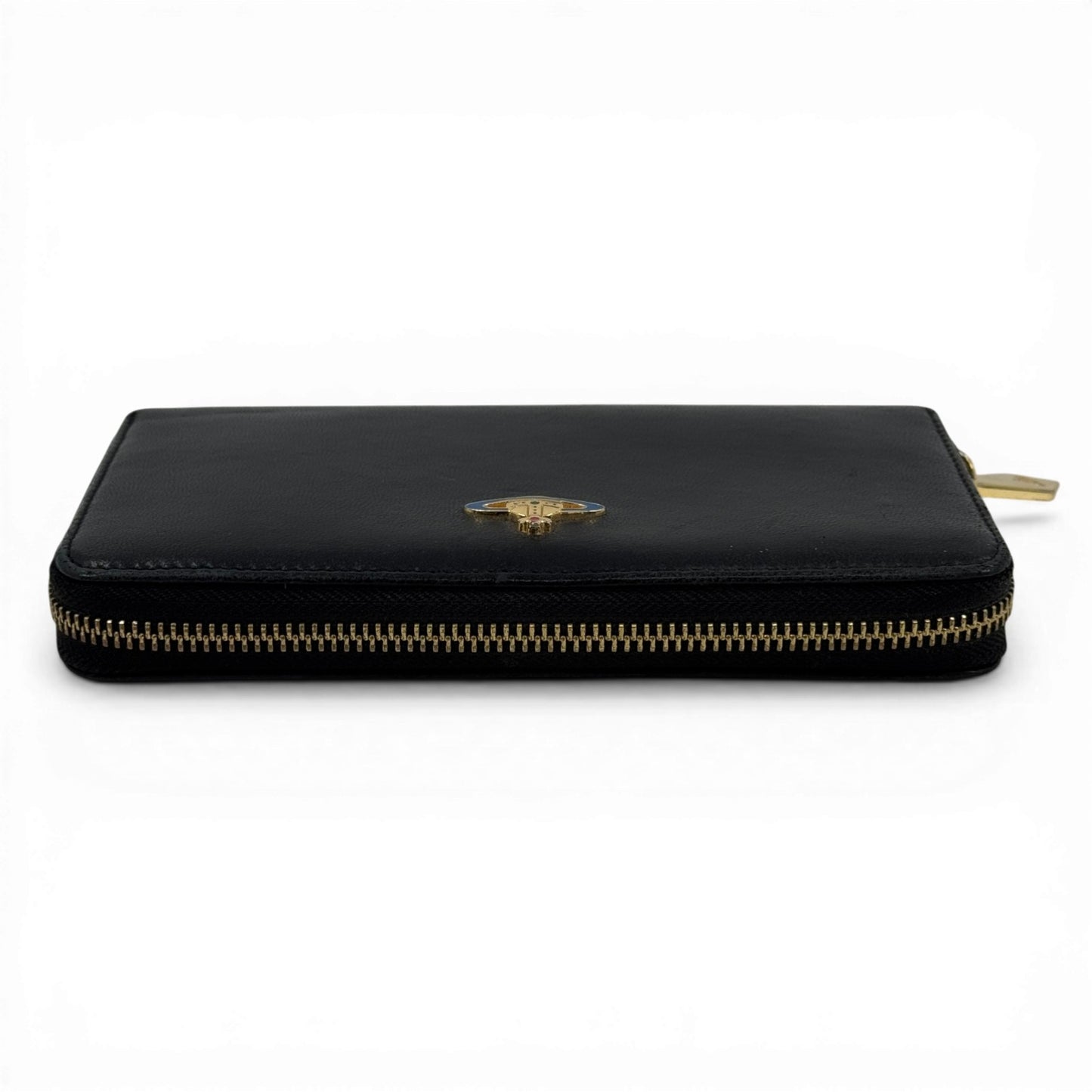 Vivienne Westwood ブラック レザー ラウンド ジッピーウォレット