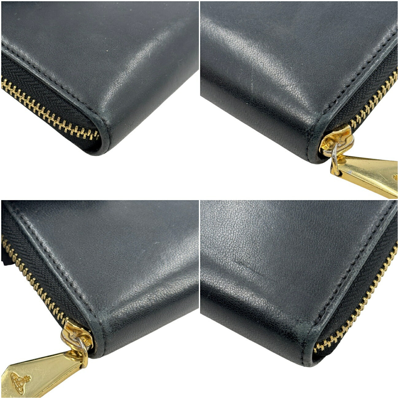 Vivienne Westwood ブラック レザー ラウンド ジッピーウォレット