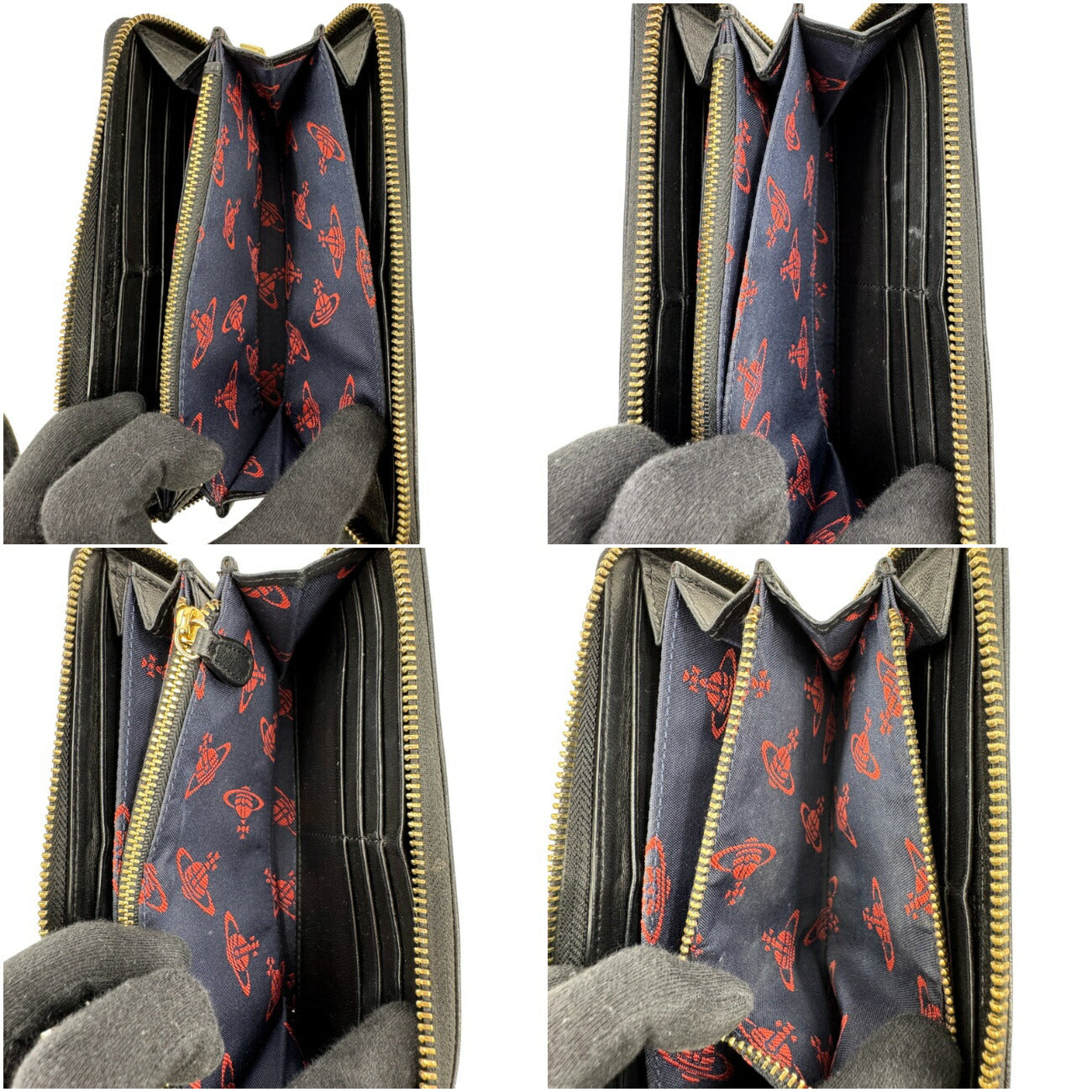 Vivienne Westwood ブラック レザー ラウンド ジッピーウォレット