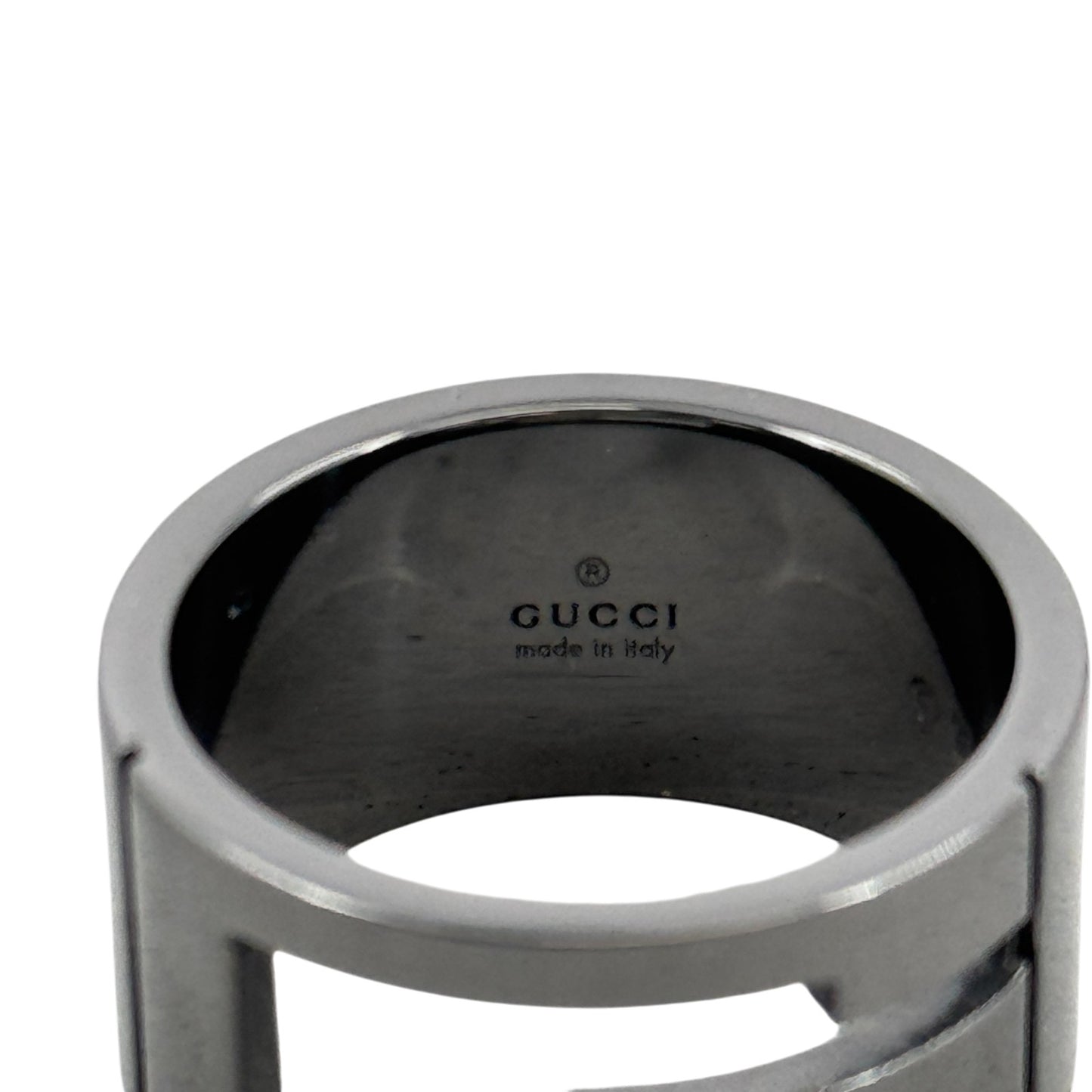 GUCCI ブラックコーティング スターリング シルバー ブランド G リング