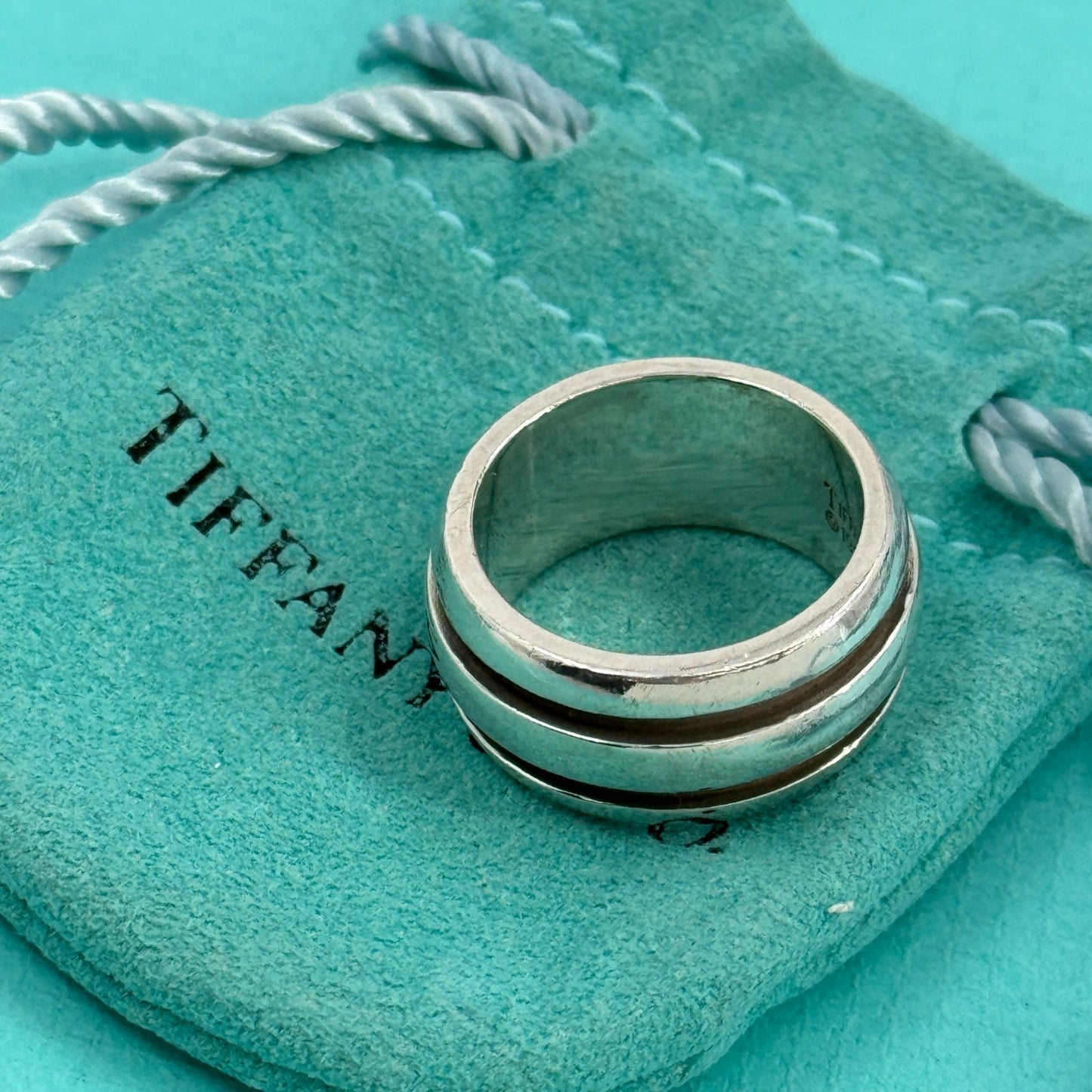 TIFFANY リング グルーブド ダブルライン SV925