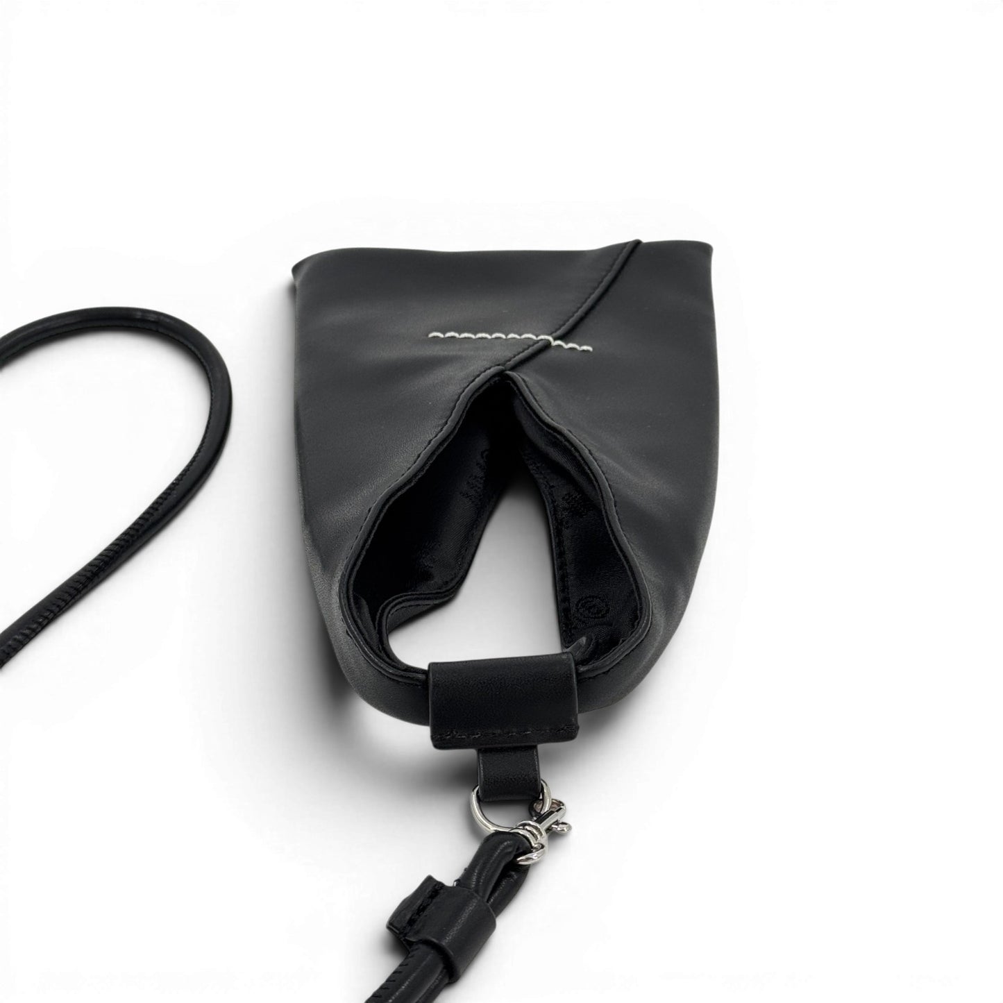 Maison Margiela ブラックレザー フォンポーチ ショルダー 4ステッチ