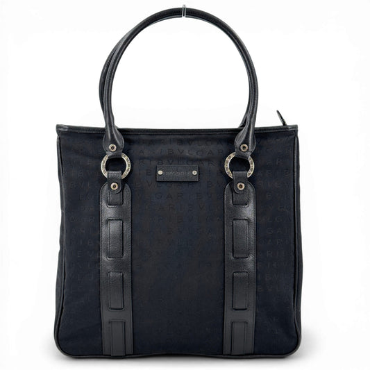 BVLGARI ロゴマニア ブラック キャンバス トートバッグ