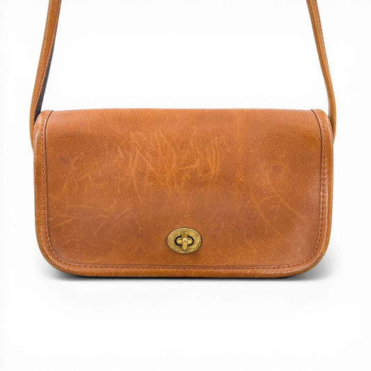 COACH ブラウン フルグレインレザー ショルダーバッグ オールドCOACH