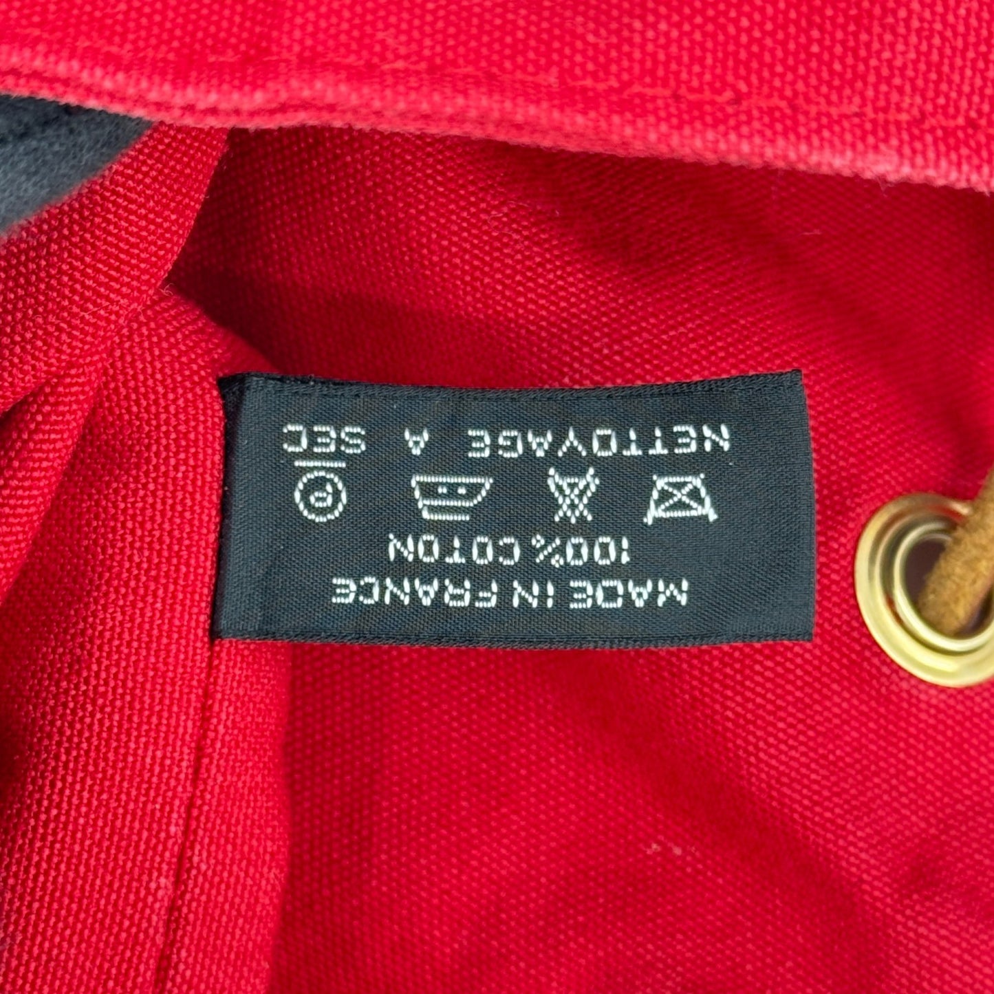 HERMES ポロションミミルPM レッド キャンバス 巾着 ショルダーバッグ