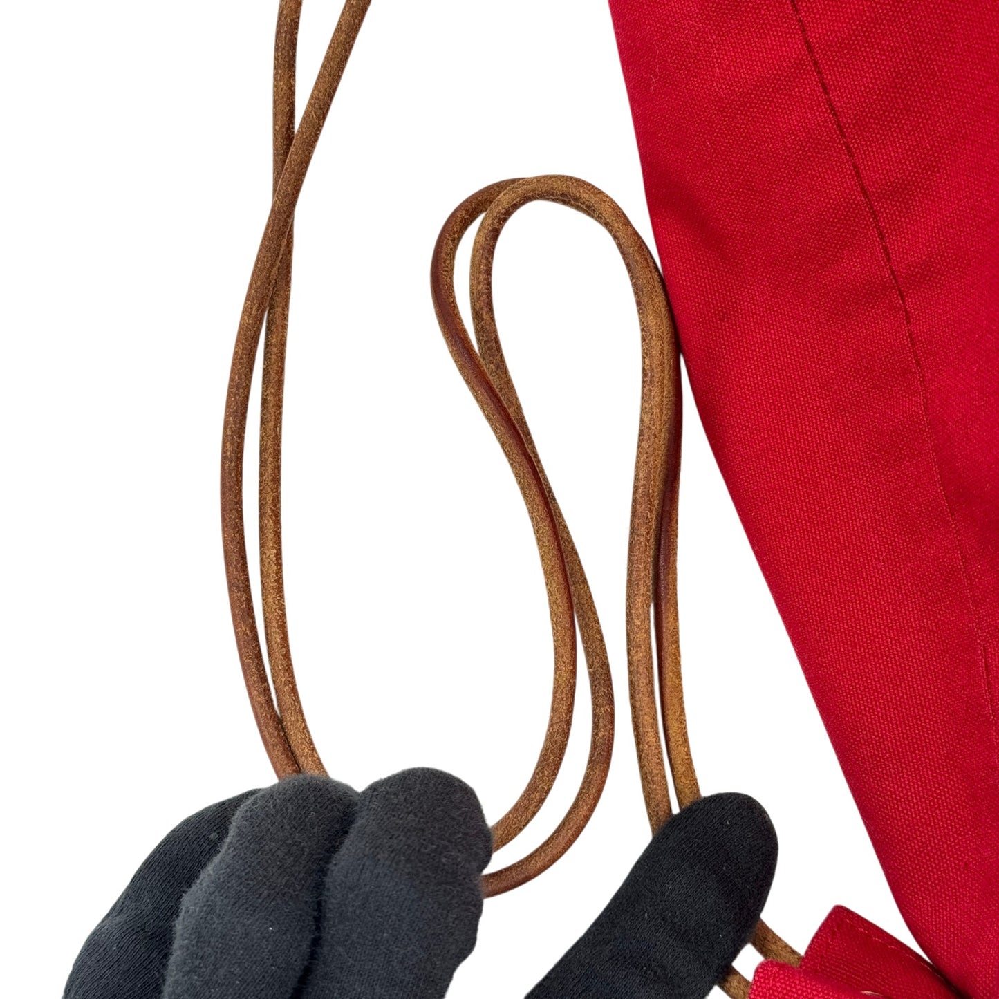 HERMES ポロションミミルPM レッド キャンバス 巾着 ショルダーバッグ