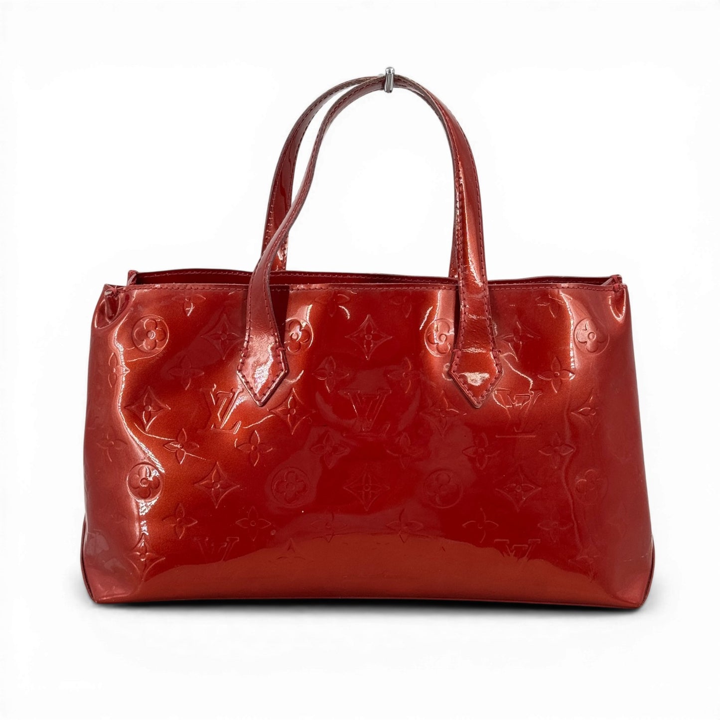 LOUIS VUITTON モノグラム ヴェルニ レッド ウィルシャーPM M93642 ハンドバッグ