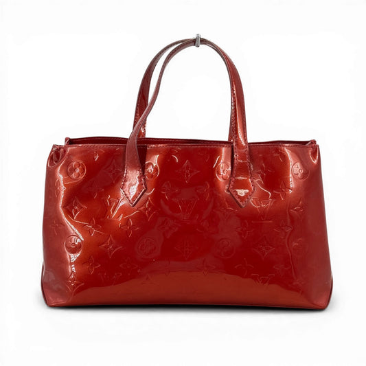 LOUIS VUITTON モノグラム ヴェルニ レッド ウィルシャーPM M93642 ハンドバッグ