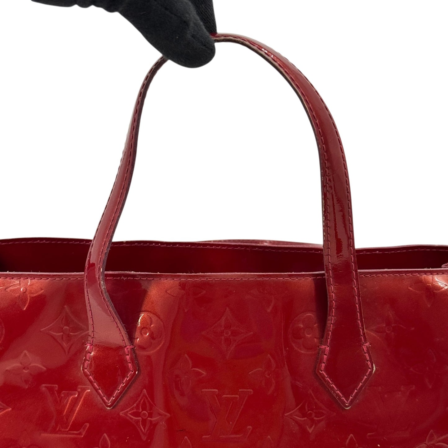 LOUIS VUITTON モノグラム ヴェルニ レッド ウィルシャーPM M93642 ハンドバッグ