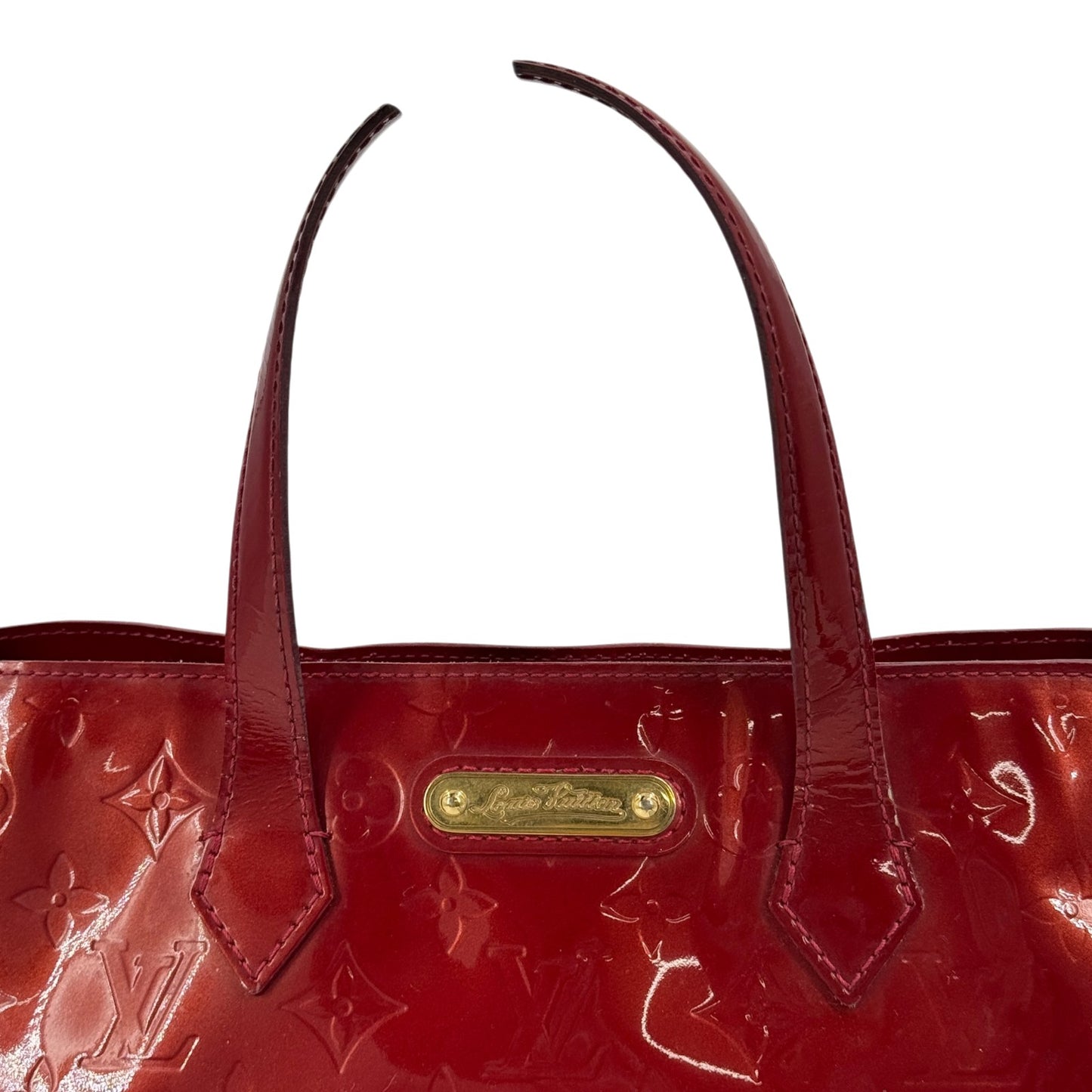 LOUIS VUITTON モノグラム ヴェルニ レッド ウィルシャーPM M93642 ハンドバッグ